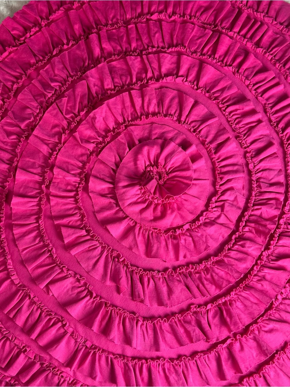 Lemon Loves Layette Round Pink Ruffle Blanket Lovey Pima Cotton Photo Prop